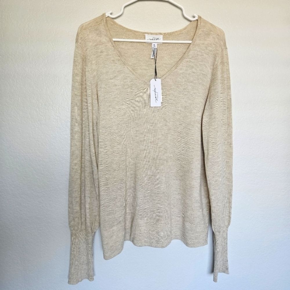 NWT Soma Wknd Eco Yarn V Neck Top In Heather Praline, Womens XL